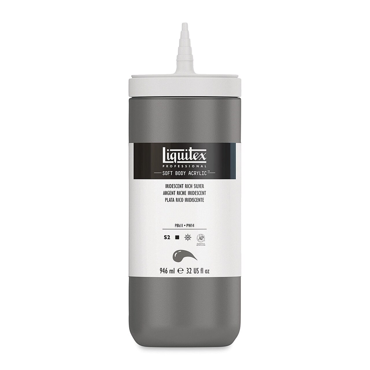 Liquitex Soft Body Artist Acrylics - Iridescent Rich Silver, 946 ml